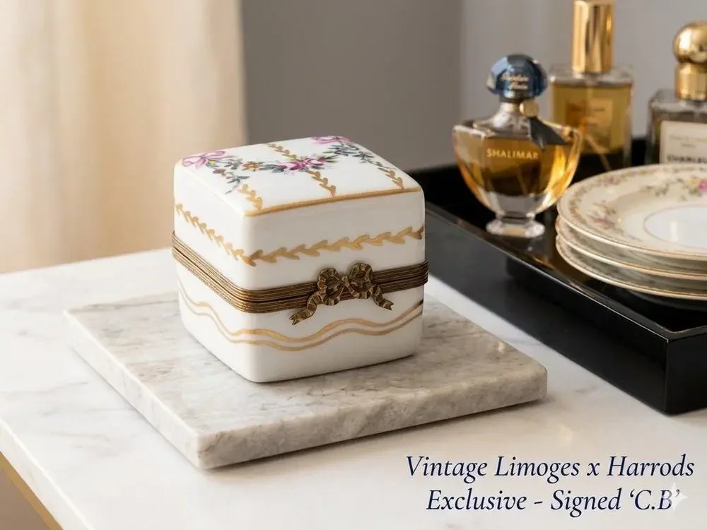 Rare Vintage Harrods London Exclusive Limoges Porcelain Box